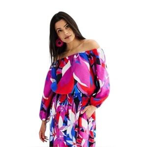 Nine West Women's Off-The-Shoulder Relaxed Fit Ballon Sleeves‎ Blouse, Size S